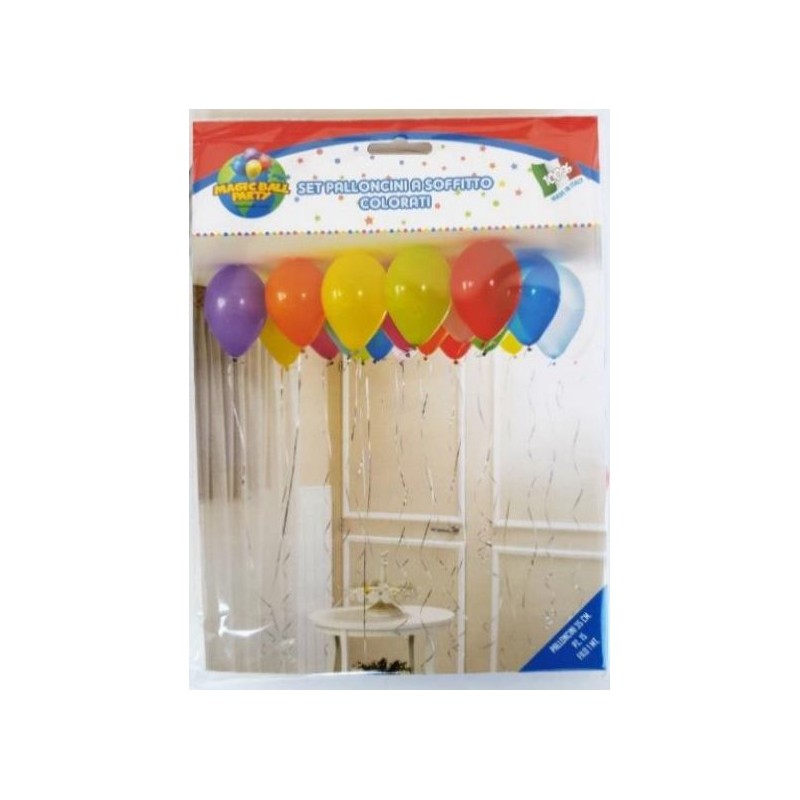 kit palloncini al soffitto senza uso di elio colorati busta con 20 pezzi e biadesivo compreso