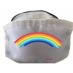 Mascherina bimbo moda con tasca interna stampa arcobaleno cm 14,5x9,5 con elastico