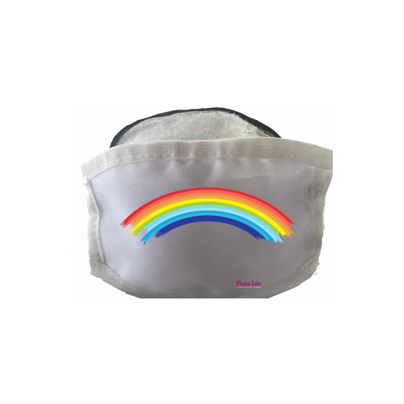 Mascherina bimbo moda con tasca interna stampa arcobaleno cm 14,5x9,5 con elastico