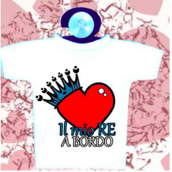 Mini t-shirt con ventosa con scritta e disegno personalizzato *Il mio re a bordo*