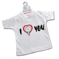 Mini t-shirt con ventosa con stampa san valentino scritta i love you