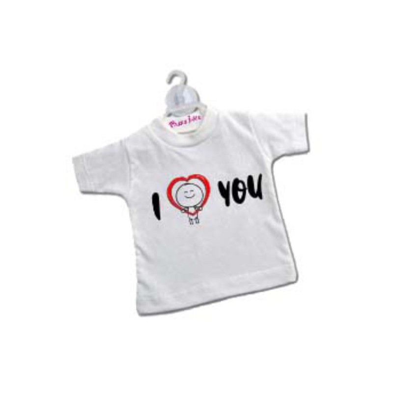 Mini t-shirt con ventosa con stampa san valentino scritta i love you