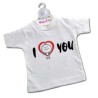 Mini t-shirt con ventosa con stampa san valentino scritta i love you