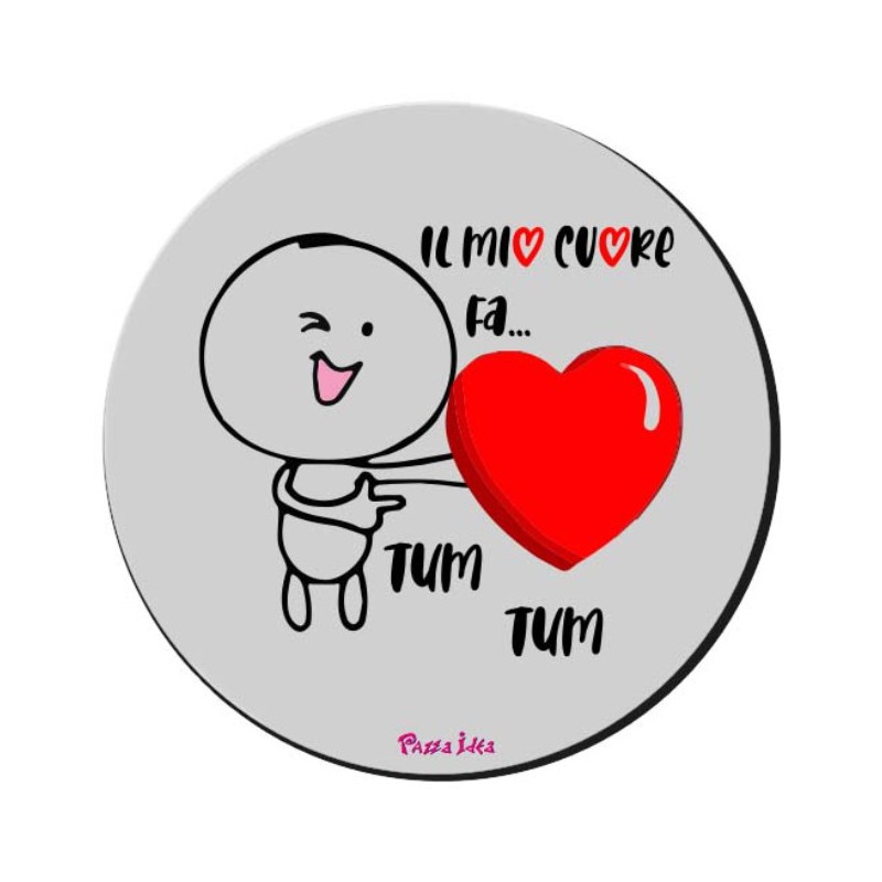 Mousepad rotondo con stampa san valentino cuore tum tum