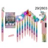 29/2803 - Penna a sfera, Unicorno, con glitter & LED, Unicorno (pile incl.), ca. 15 cm, in plastica, 24 pz. per display,