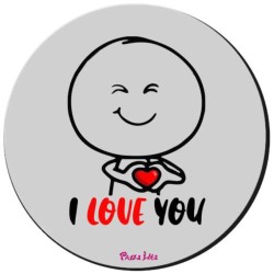 Mousepad rotondo con stampa san valentino i love you