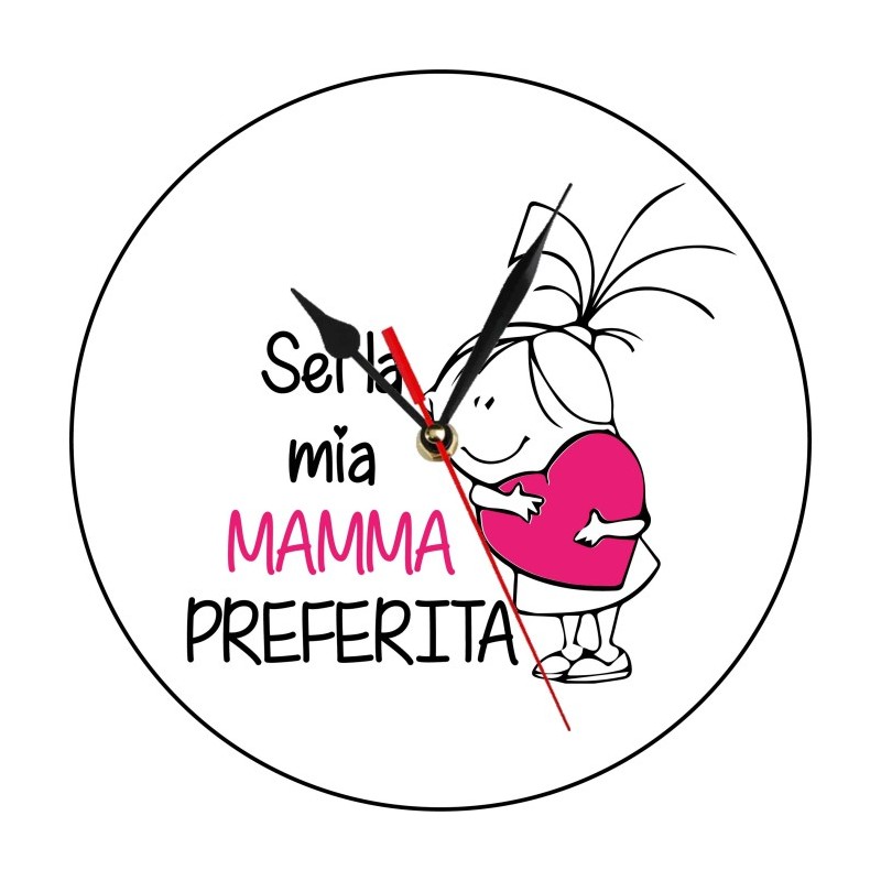 Orologio da parete 20x20 con stampa sei la mia mamma preferita festa della mamma