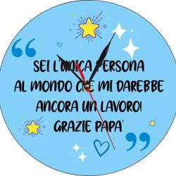 Orologio da parete rotondo 20x20 con stampa grazie papà festa del papà