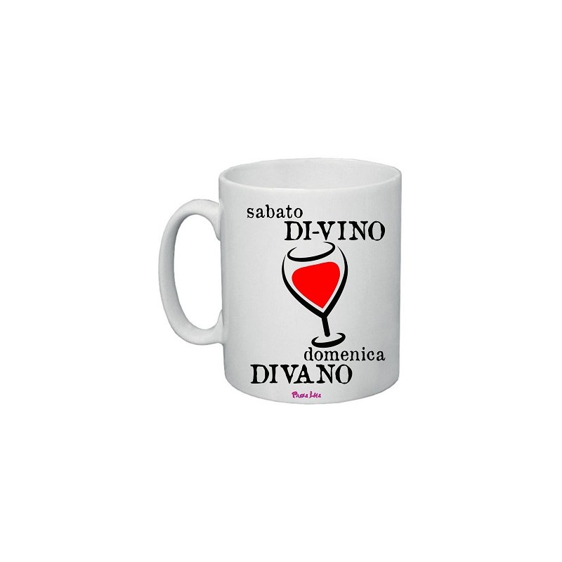tazza in ceramica uomo o donna con scritta simpatica di-vino