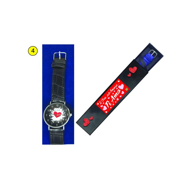 OROLOGIO HEART-CUORE ROSSO CINTURINO NERO