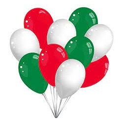 Palloncini forza italia busta con 25 pezzi assortiti binchi rossi verdi diametro grande 90