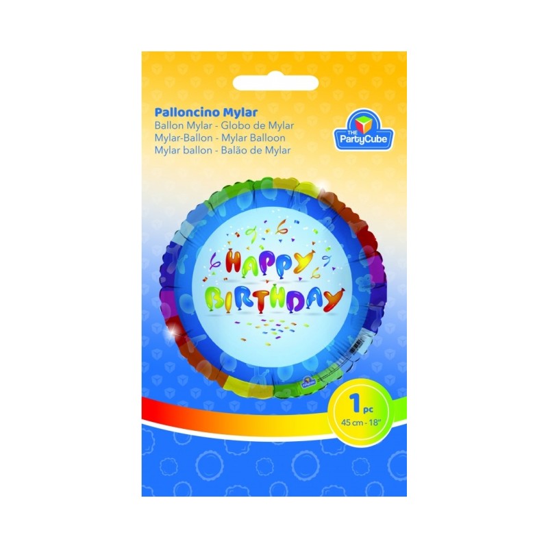 PALLONCINO HAPPY BIRTHDAY MYLAR TONDO 45 CM