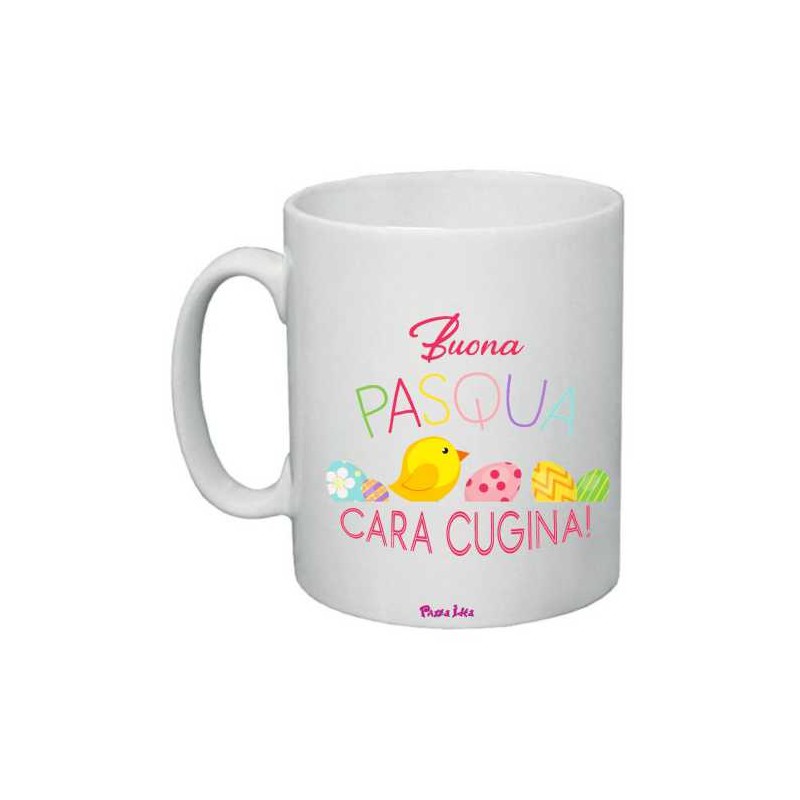 Tazza in ceramica 8x10 con stampa buona pasqua cara cugina