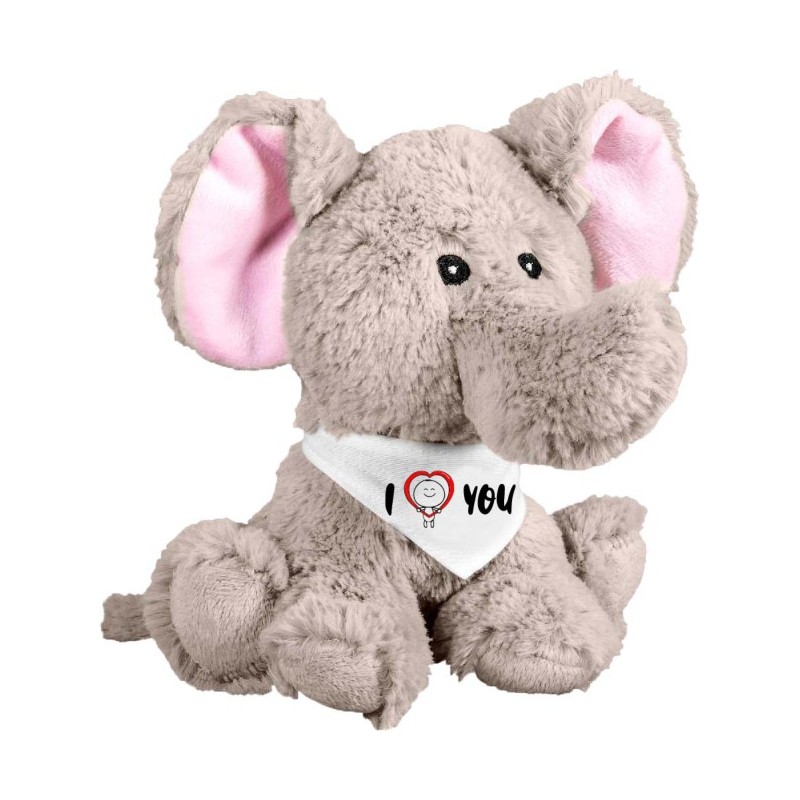 Peluche elefante 22 cm con stampa san valentino i love you