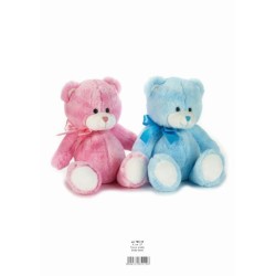 Peluche Fiocco Orsetto rosa e azzurro  dolcissimo peluche CM 27