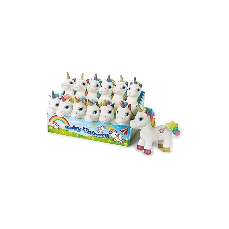 Peluche unicorno arcobaleno in display pz 12 cm 16