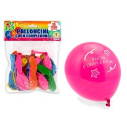 52094 - TEO'S - PALLONCINI COLORATI BUON COMPLEANNO 25 CM 25 PZ