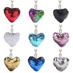 Portachiavi paillettes cuore colori assortiti