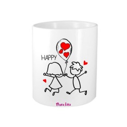 portapenne in ceramica cm 10x8 san valentino con scritta happy