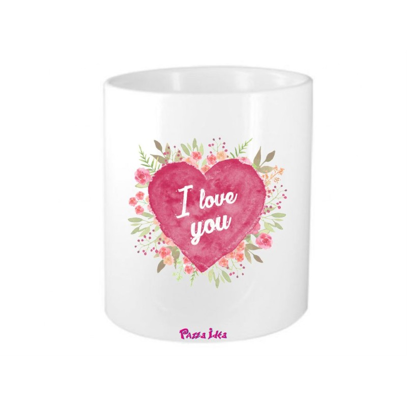 portapenne in ceramica cm 10x8 san valentino con scritta i love you