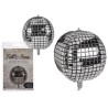 62/0830 - Palloncini laminati color argento, Disco Ball, D: ca. 30 cm, in confezione di plastica da appendere,