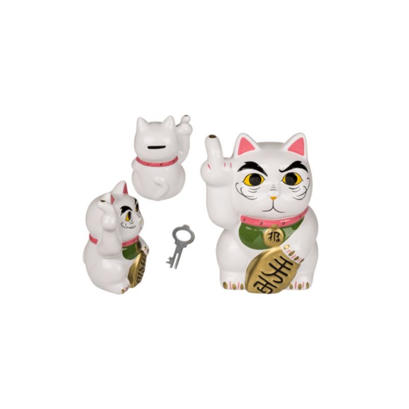 Salvadanaio bianco, Angry Cat,ca. 15 cm, in ceramica OFFERTA