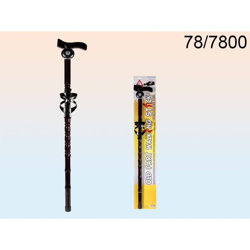 78/7800 - Bastone da passeggio in legno con supporto per bibite & campanello, ca. 90 cm, con header cardEAN 4029811345199