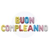 Scritta gonfiabile buon compleanno  in foil baloon con laccetto e cannuccia per gonfiaggio h.35 cm