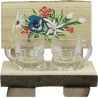 Servizio grappa panca con 2 bicchieri e decoro cm 12,5x8x12