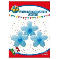 Set 3 fiori da costruire con i palloncini  azzurri magic ball party