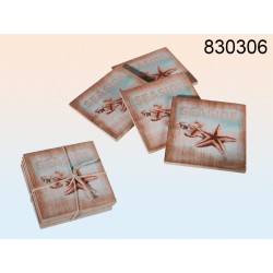 830306 - Sottobicchieri in legno, Maritim, Seaside, ca. 10,5 x 10,5 cm, set da 4EAN 4029811333349