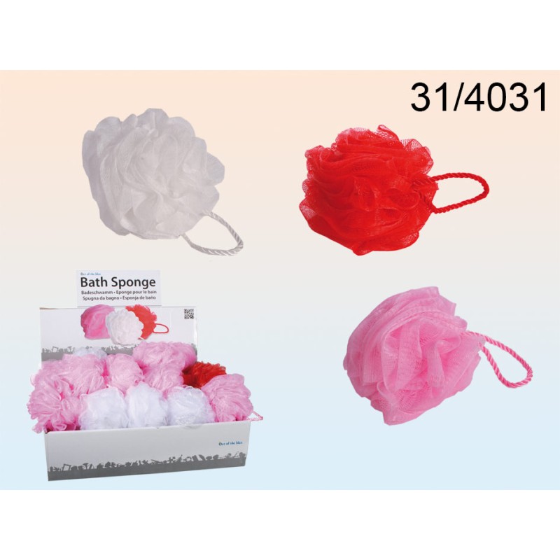 Spugna da bagno in nylon, Love,  ca. 12 cm, 3 colori ass. 40 pz. per  display