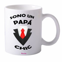 Tazza mug  in ceramica festa del papà con stampa sono un papà chic cm 8x10