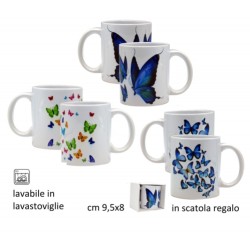 tazza mug con farfalle con scatola cm8x10