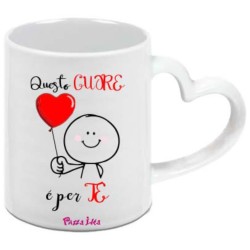 Tazza mug in ceramica manico a cuore 8x10 con stampa san valentino questo cuore è per te