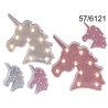 Testa di Unicorno in plastica, Glitter, con 10 LED, ca. 25 cm, 2 colori ass., per 2 pile mignon (AA), EAN 4029811423507