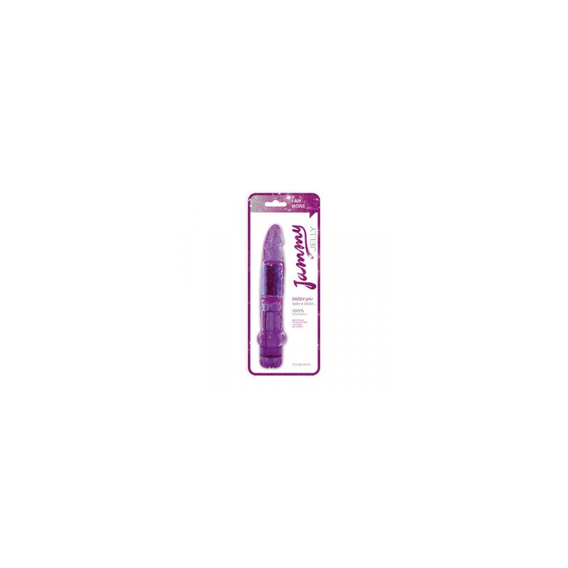 Vibratore jammy jelly dazzly glitter purple anale e vaginale cm 18,5 penetrazione 14 cmx 3 cm