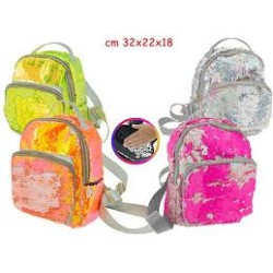 Zainetto neon 4 colori con paillettes cm 32x22x18