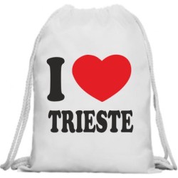 Zainetto sacca in poliestere con stampa i love Trieste