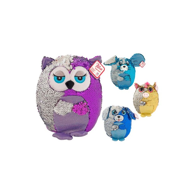 Animali con paillettes peluche cm 20 4 assortiti