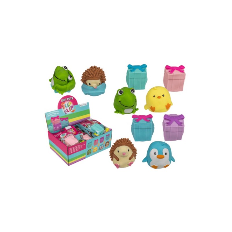 Animali Flip Flip reversibili in box con fiocco, ca. 4,5 x 4,7 cm, in plastica, confezione singola in sacchettino di plastica, 