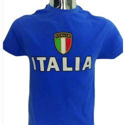 T-shirt in cotone con stampa scudetto italia in cotone taglie da adulto e bambino
