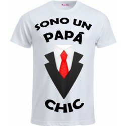 t-shirt in poliestere manica corta con scritta sono un papa' chic