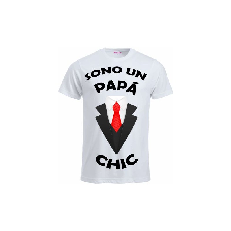 t-shirt in poliestere manica corta con scritta sono un papa' chic