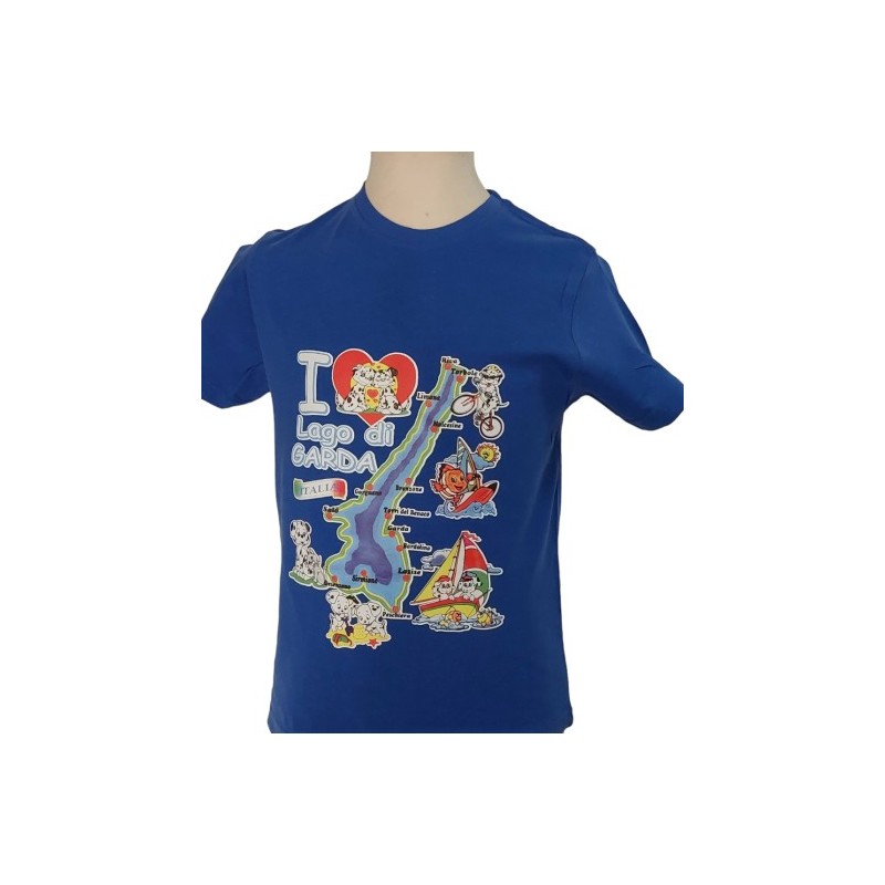 T-shirt maglietta bimbo in cotone con stampa laghetto souvenir lago di garda