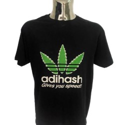 T-shirt maglietta in cotone con stampa foglia adihash