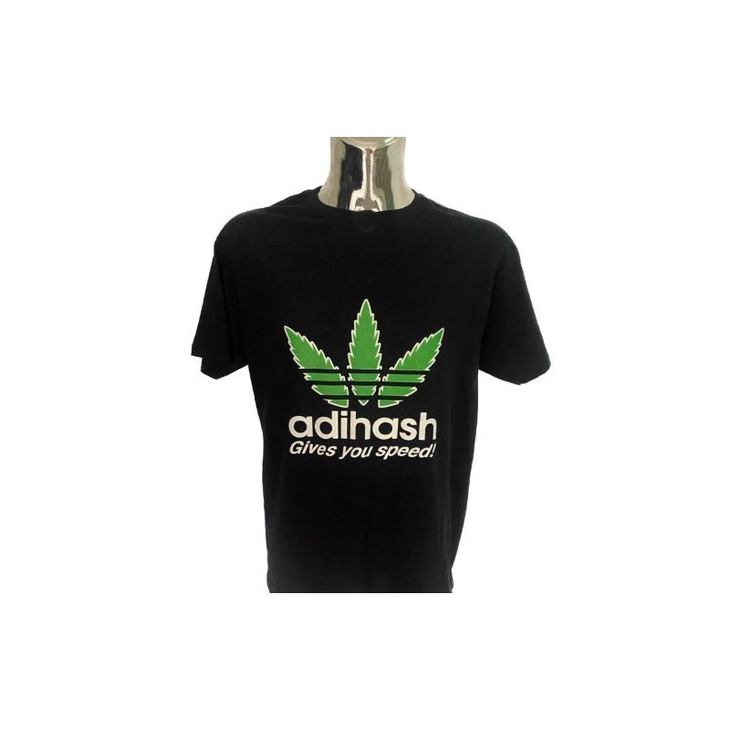 T-shirt maglietta in cotone con stampa foglia adihash