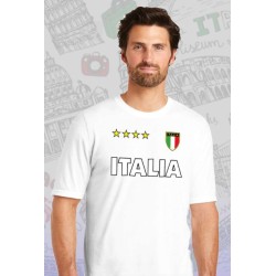 T-shirt scudetto italia con 4 stelle in cotone