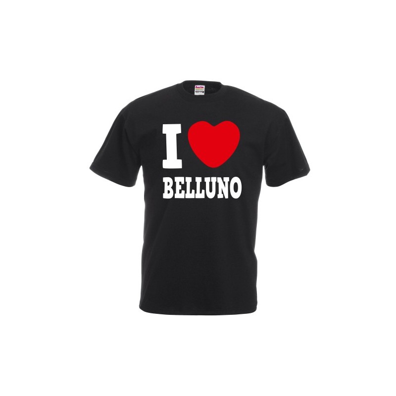 T.shirt maglietta in cotone con stampa i love belluno