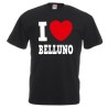 T.shirt maglietta in cotone con stampa i love belluno